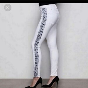 Nwot Good American white snakeskin sides skinny jeans 18